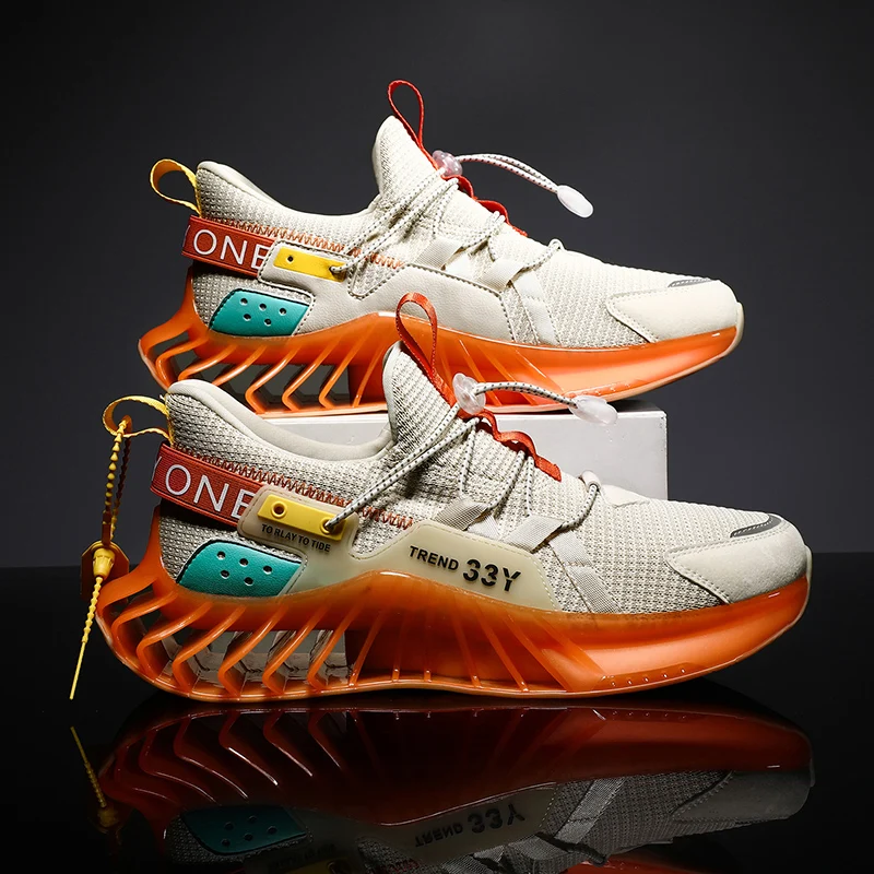 

Spring Men Shoes Brand Designer Blade Sneakers Breathable Mesh Mens Shoes Fluorescence Training Sport Shoes Outdoor Running Shoe