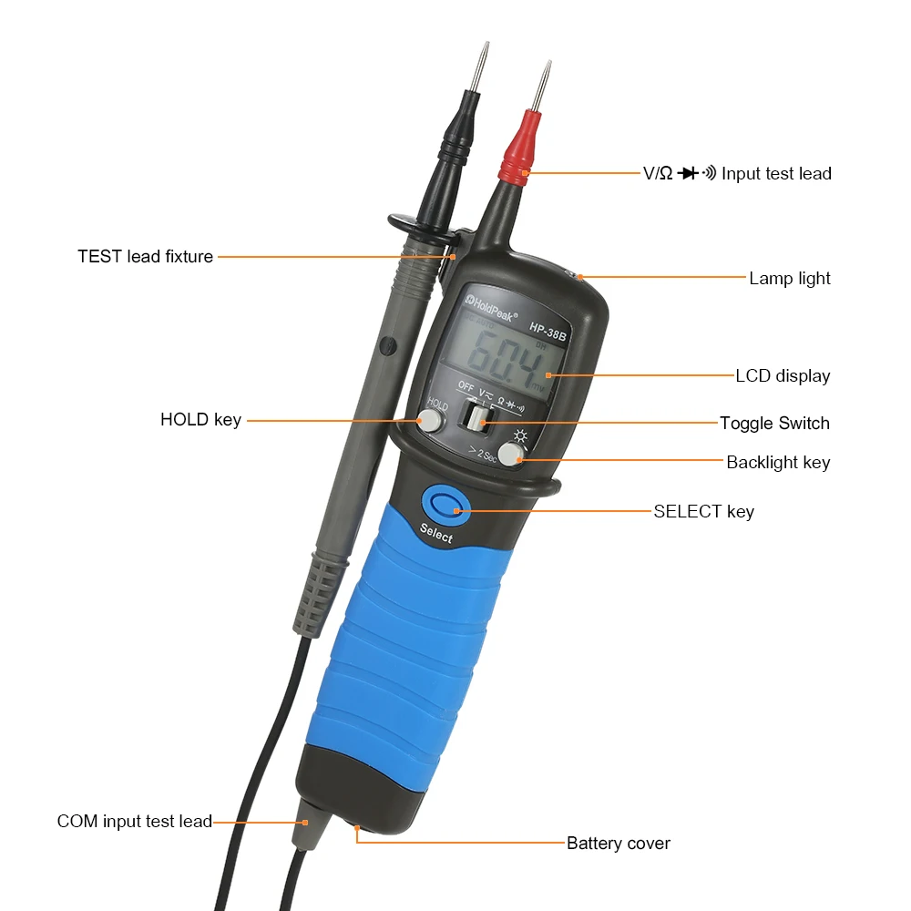 HoldPeak HP-38B Цифровой мультиметр ручка Тип метр с бесконтактным AC/DC Напряжение