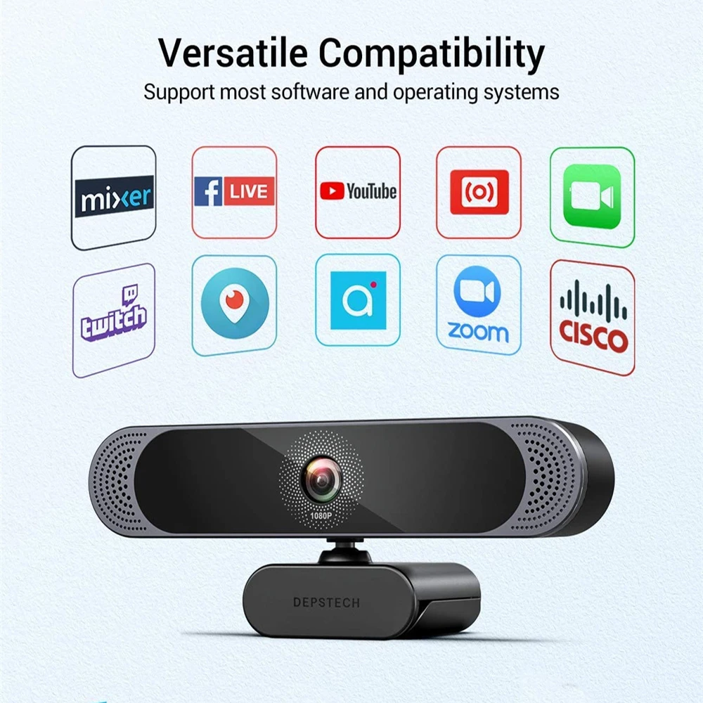 

DEPSTECH 1080P Webcam Full HD CMOS Autofocus With Mic USB Web Camera Video Conference Mini Webcam for Home PC Laptop Computer