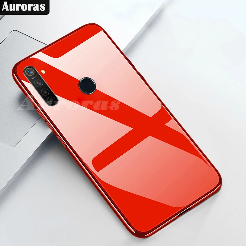 Auroras For Realme 5 Pro Tempered Glass Case with Soft Frame Shockproof Back Cover 3 X2 X Q XT Cases Funda | Мобильные телефоны и
