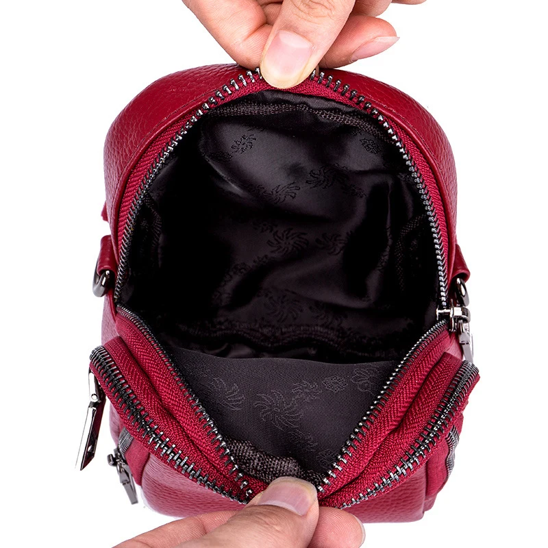 

BONAMIE Genuine Leather Crossbody Bag For Phone Women Lady Fashion Small luxury Messenger Bag Multi-pocket Single Shoulder Bag