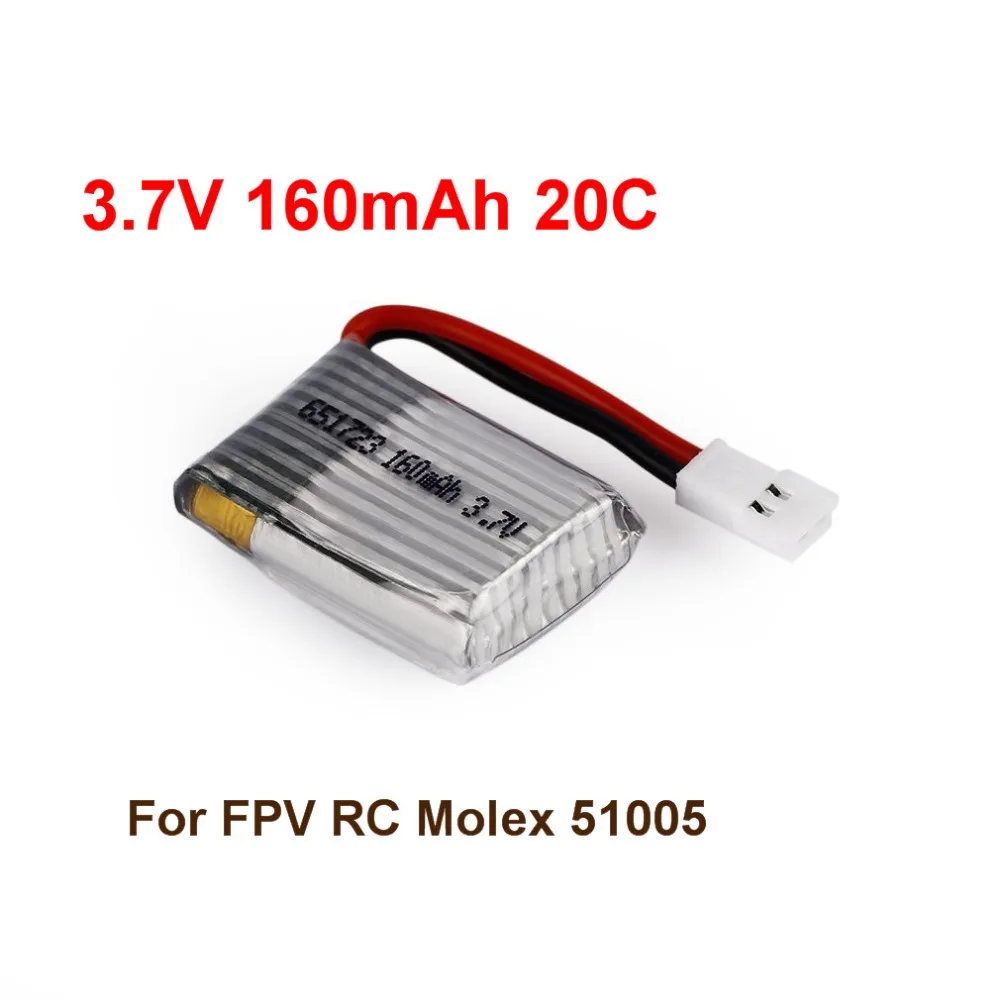 1 шт. 3 7 В 160 мАч 20C Lipo аккумулятор Модель 651723 для FPV RC Molex 51005|Детали и аксессуары| |