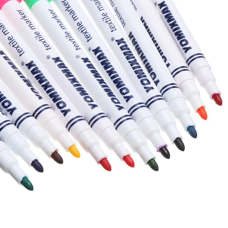 12 шт. Перманентный маркер для рисования на футболках и одежде|Цветные маркеры| |