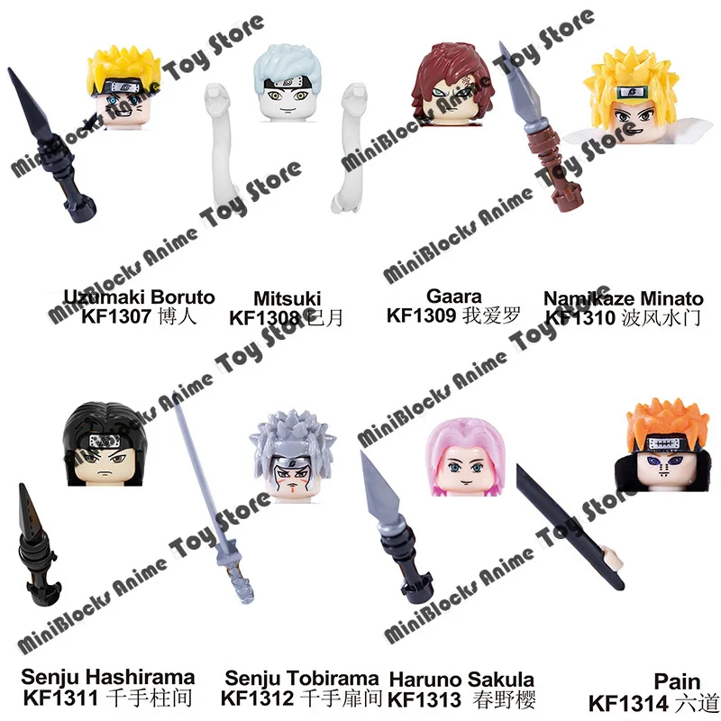 

KF6112 Naruto Building Blocks Uzumaki Boruto Mitsuki Gaara Namikaze Minato Senju Tobirama Pain Bricks Figures For Children Toys