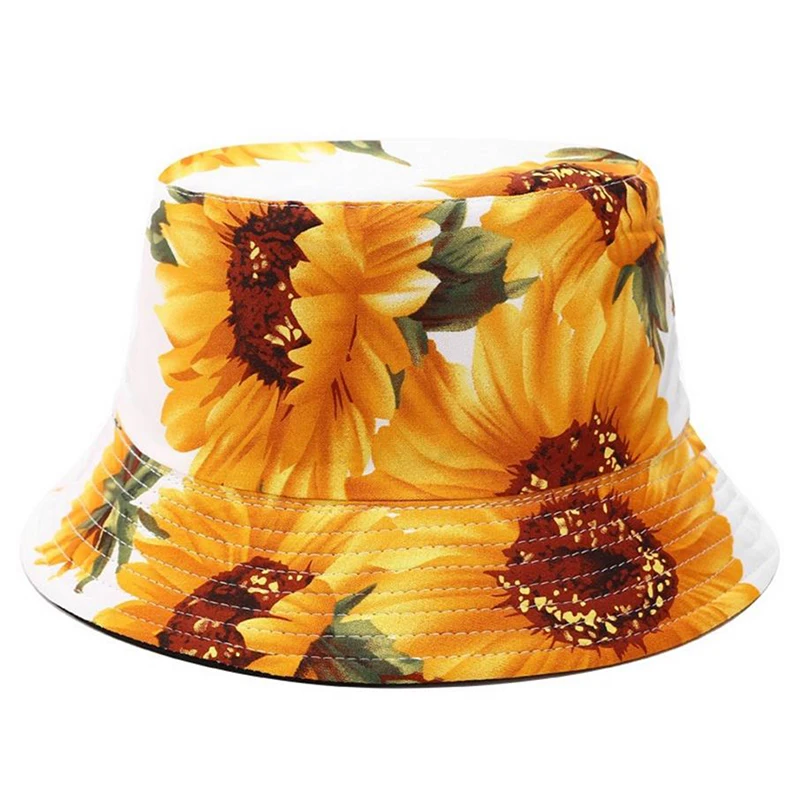 

Double Side Flower Print Bucket Hat Fisherman Sun Cap Men Women Adjustable New