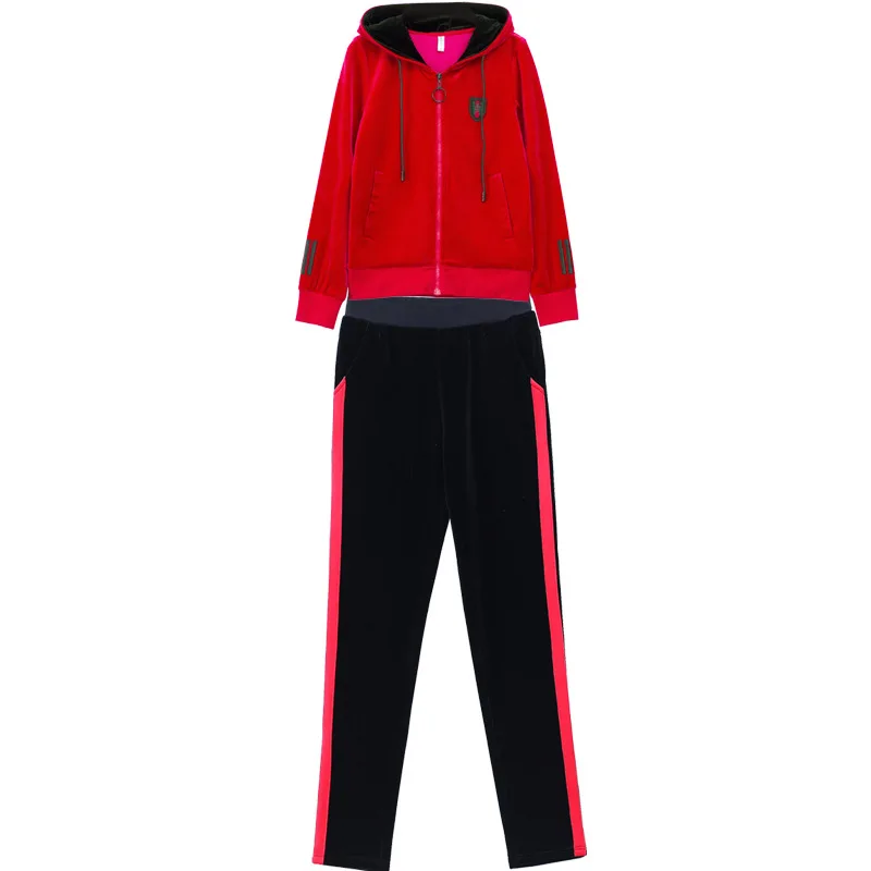 Велюровый спортивный костюм из двух предметов женская одежда Vetement Femme 2019 Chandal Mujer