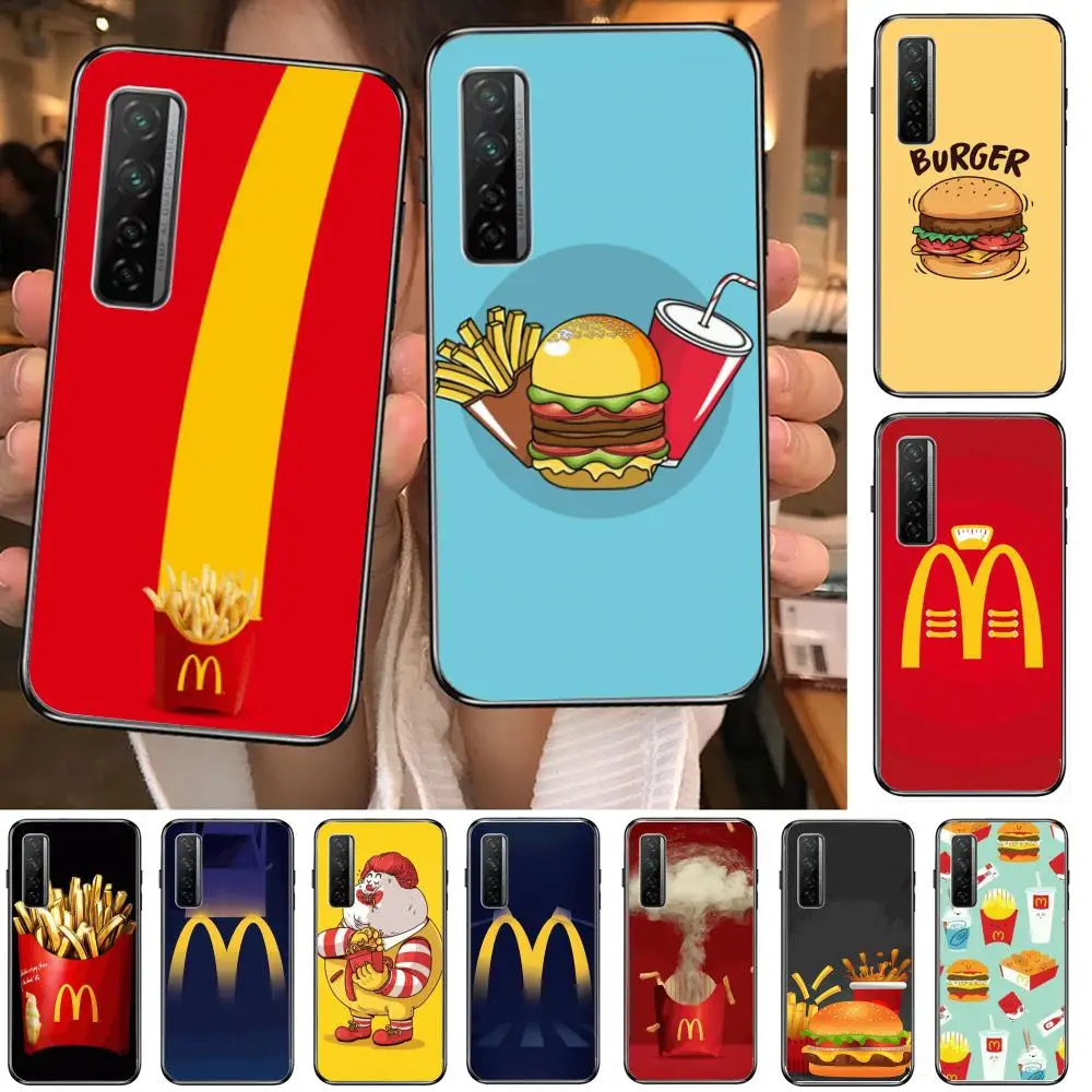 

Delicious McDonald's burger Phone Case For Huawei mate 40 30 10 20 40 8 9 Lite Z Pro Black Etui 3D Coque Painting Hoesjes 5g bl