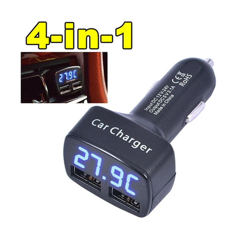 

Newest Car Charger Dual DC5V 3.1A USB With Voltage/Temperature/Current Meter Tester Adapter Digital Display