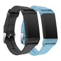 for fitbit charge4 new imitation official woven canvas strap for fitbit charge 4 fashion classic canvas replacement wrist band