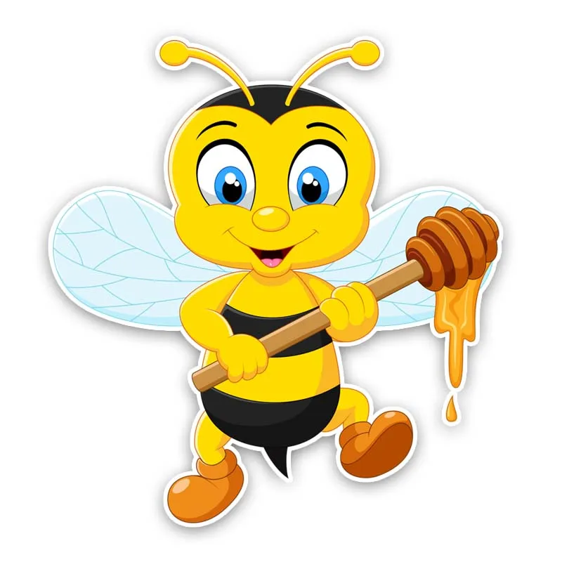 

Bee Is Making Honey Cartoon Style Car Stickers Pvc Auto Accessories Fashion Decoration Exquisite Waterproof Decals 15cm*14cm