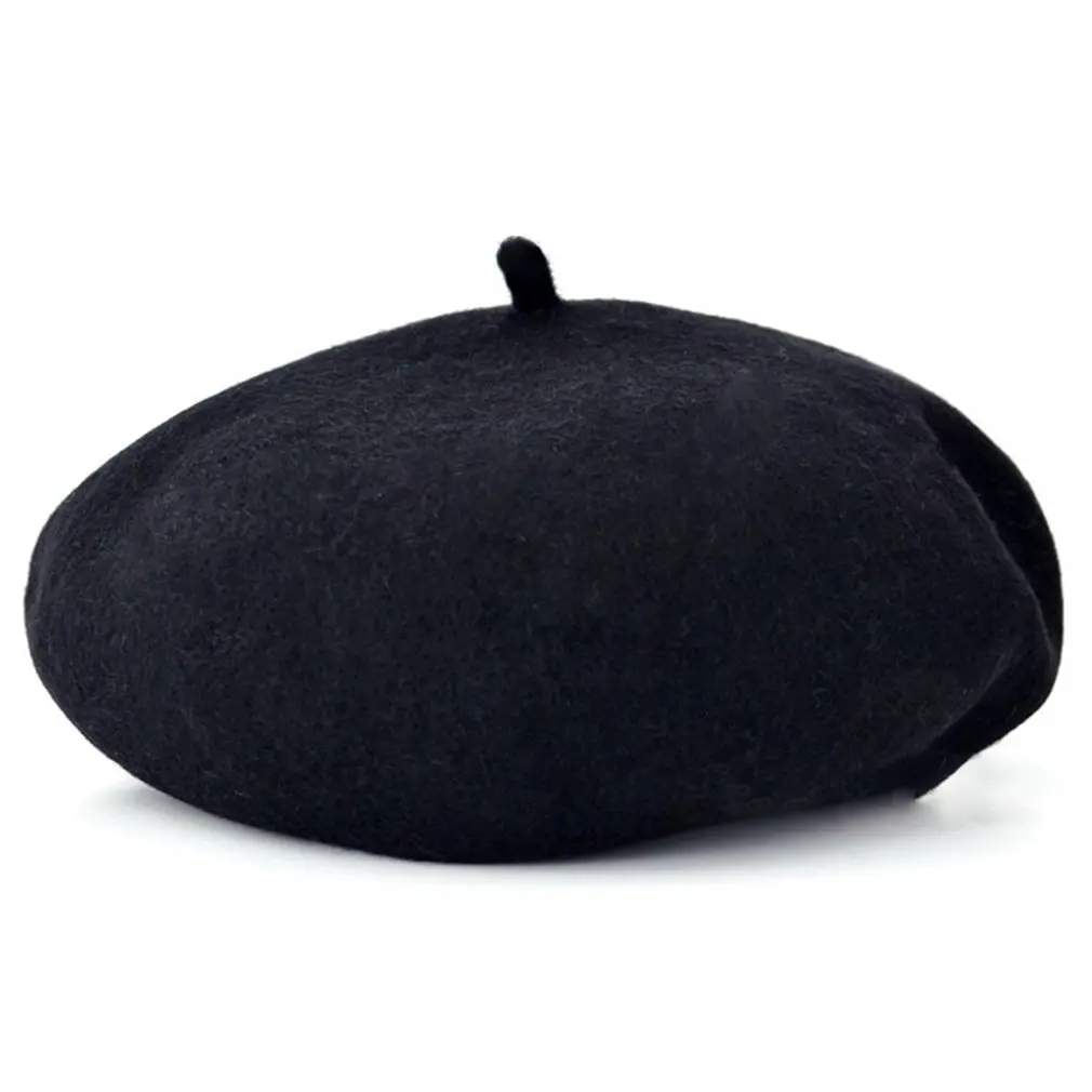 Осенне-зимняя однотонная винтажная Шапка-берет круглая Мягкая шерстяная шапочка