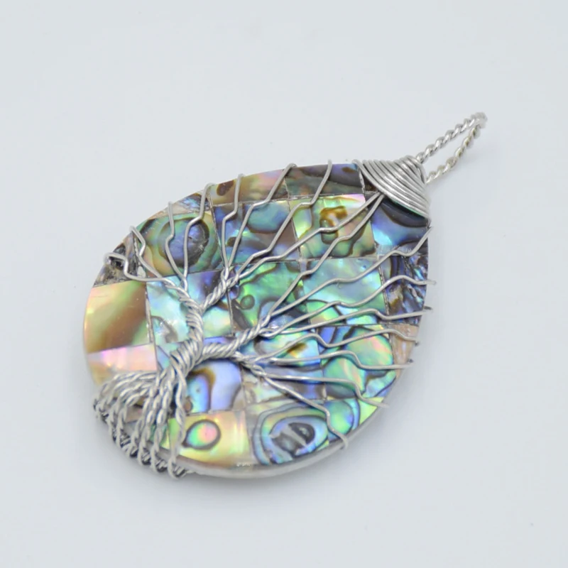 Модный серебряный цвет ручной работы медный провод обернутый Древо жизни Капля