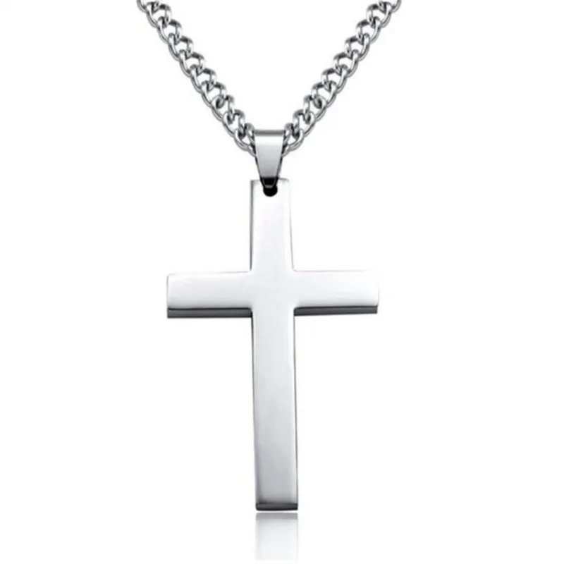Мужское ожерелье из титанового Креста GUN Christian Jesus золотое серебряное черное