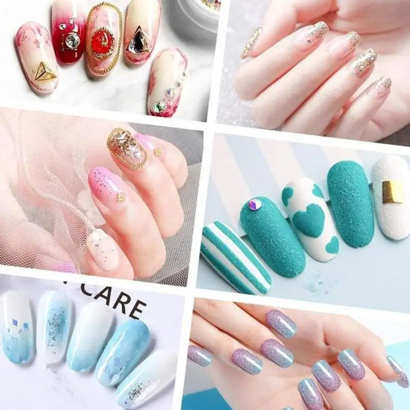 14 PCS Full Cover Wraps Nail Polish Stickers Strips Plain Nail Art Decorations Color Glitter Powder Manicure Tips