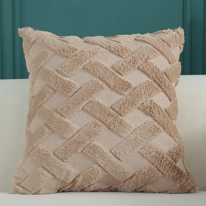 

Home Decor Geometry Cushion Cover Pillow Covers Living Room Bedroom Sofa Pillowcase 45x45cm Soild Color Soft Plush Cover