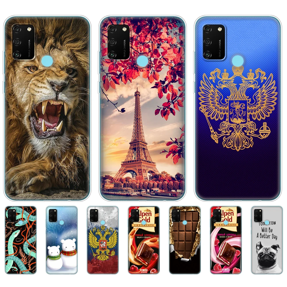 Силиконовый чехол для Huawei HONOR 9A 6 3 дюйма задняя крышка из мягкого ТПУ телефона Honor 9
