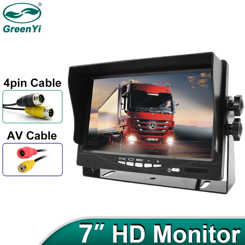 GreenYi High Definition AHD 1920 * 1080 Резервная камера для грузовиков Starlight Камера ночного видения 7 дюймов 4Pin Автомобильный монитор заднего хода для автобуса - изображение
