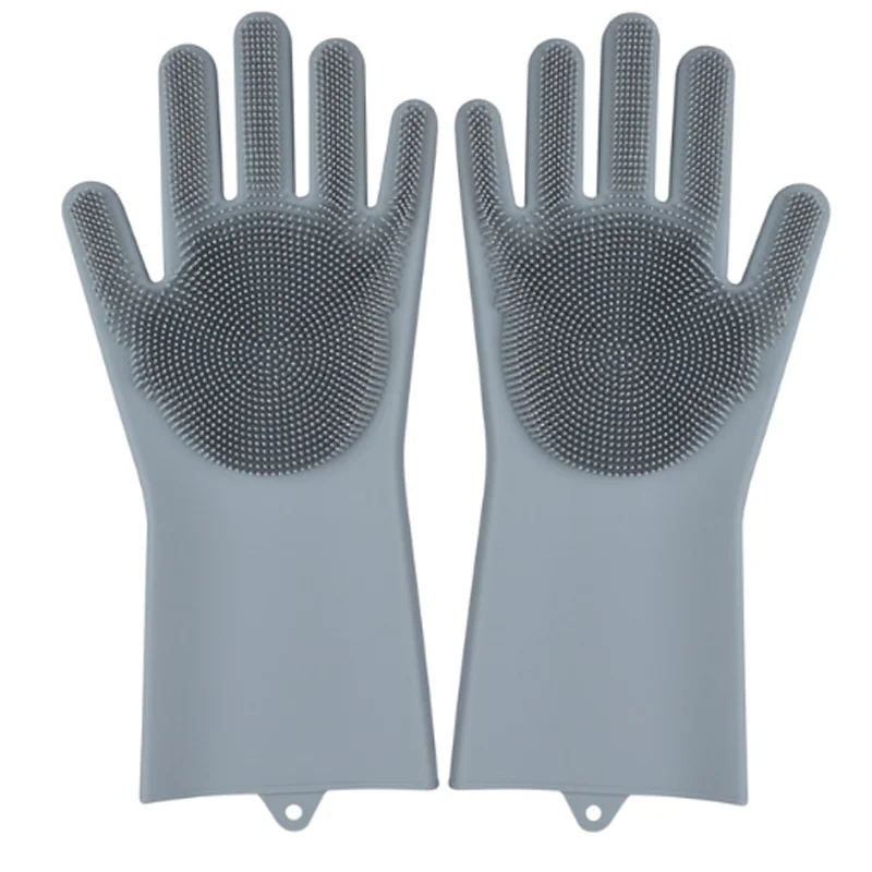 Силиконовые посудомоечный скребок Перчатки губчатой резины с эффектом