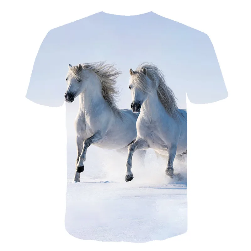 

Summer Animal Horse Pattern 3D Printing Harajuku Children's Short Sleeve O-neck T-shirt Fashion Casual Top Tee Streetwear 4T-14T