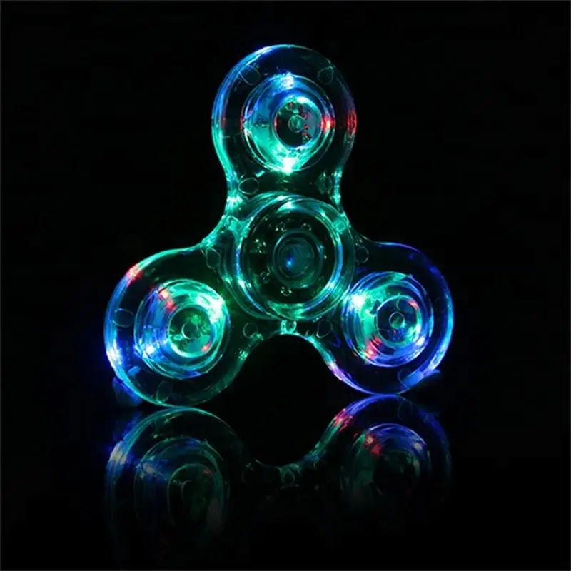 Спиннер для рук Fidget Finger Spinner Toy Focus Tri пальца гироскоп прозрачная вспышка