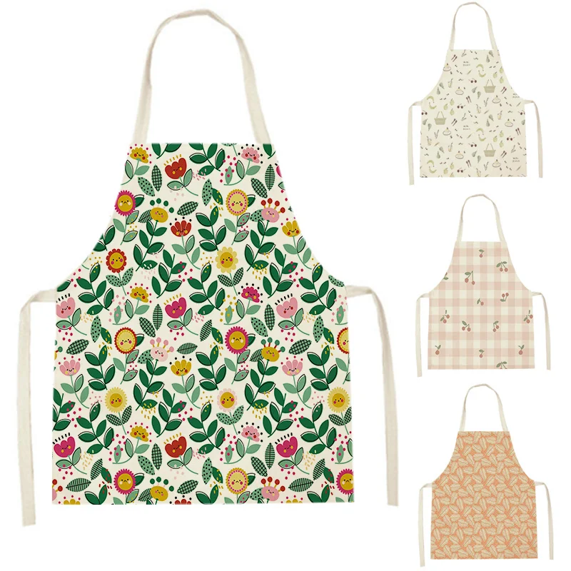

Nordic Simple Apron Clouds Home Cooking Baking Kitchen Aprons Fruit Leaves Coffee Shop Pinafores Cleaning Accessory 68-55cm