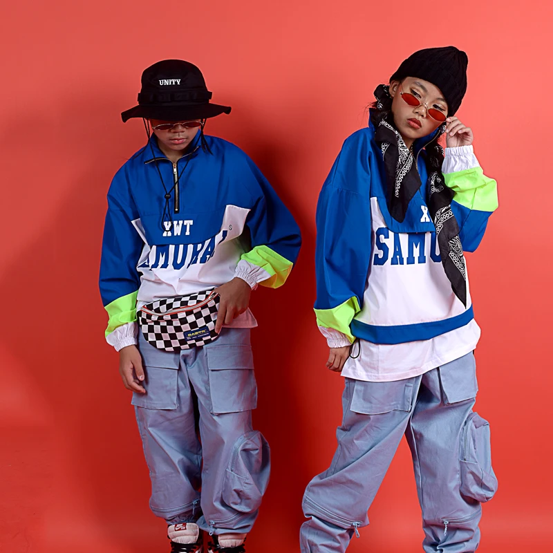 

Children'S Hip-Hop Dance Costumes Boys Hiphop Pants Girls Jazz Performance Clothes Street Dance Wear Overalls Trousers DQS4144
