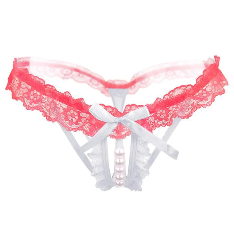 

2022 Cute Hot Sale Sexy Women's Lace Pearl G string Elastic Briefs Thongs Underwear G-string Nightwear Panties AE0009