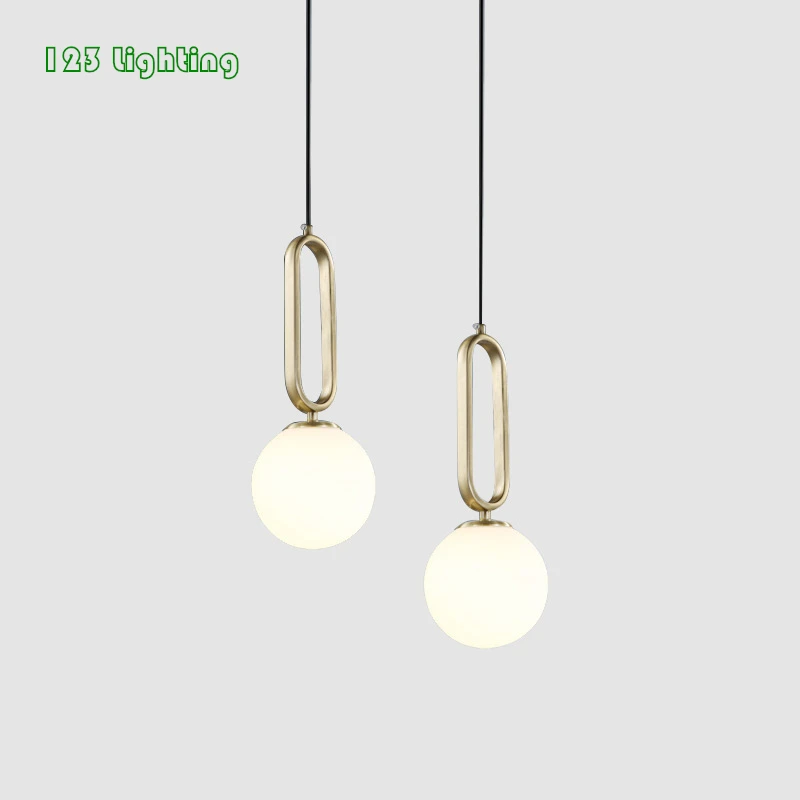 Современный подвесной светильник из белого стекла регулируемый шнур освещение