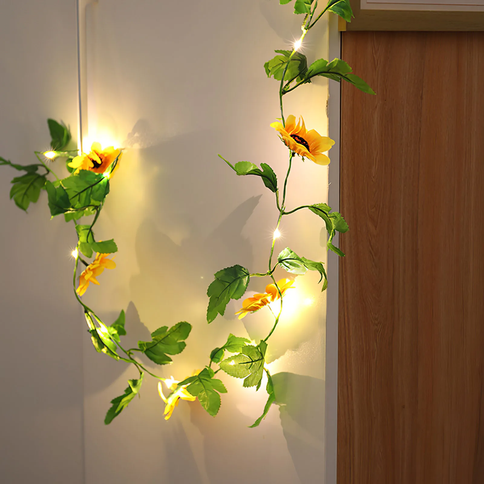 

2M 20 Leds Simulation Sunflower String Lights Hanging Vines Plant Garland for Garden Wedding Party Xmas Mother's Day Decorations