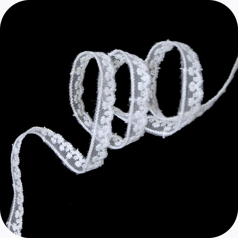 10 мм прозрачная сетчатая хлопковая Цветочная вышитая кружевная лента для