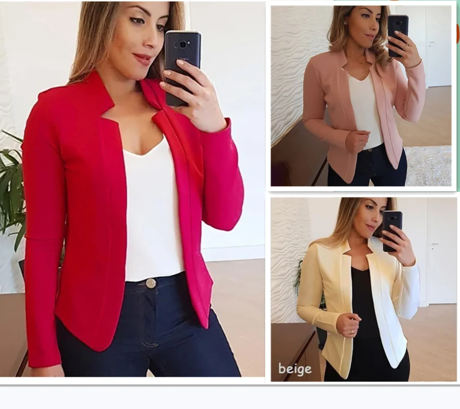 

Fashion Thin Long Sleeve Cardigan Casual Women Suit Jacket Top Autumn Women Professional Wear Korean Version of The Suit Jacket