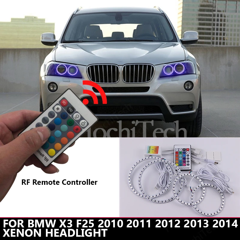 Angel Eyes Tuning RGB LED Halo DRL Car Lights Accessories Retrofit For BMW X3 F25 2010 2011 2012 2013 2014 xenon headlight