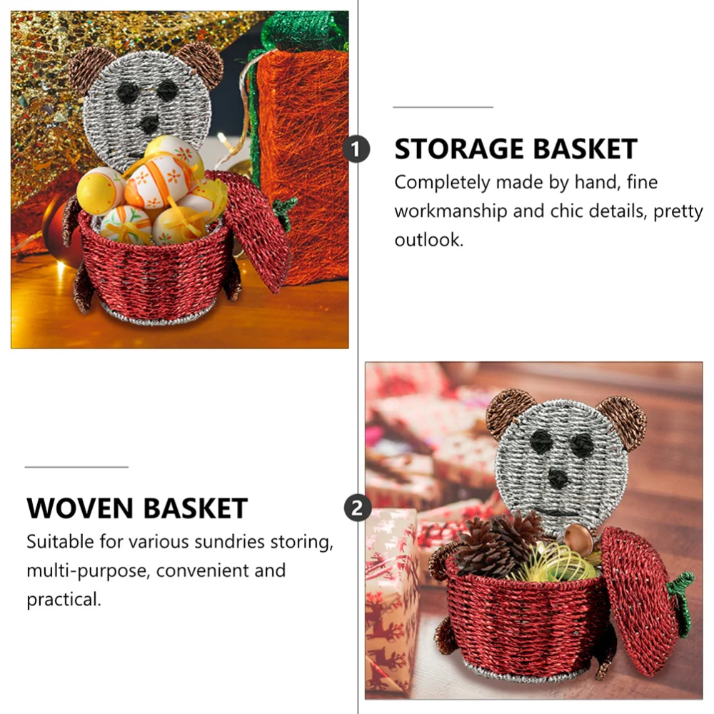 

1pc Creative Panda Shape Candy Basket Weaving Basket Household Storage Basket