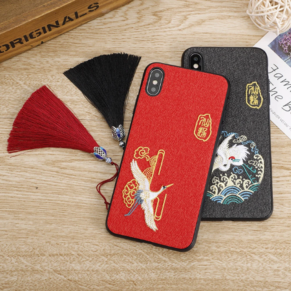 Элегантный чехол для телефона с вышивкой iPhone 11 Pro 7 8 6 6S Plus X XR XS Max противоударный в