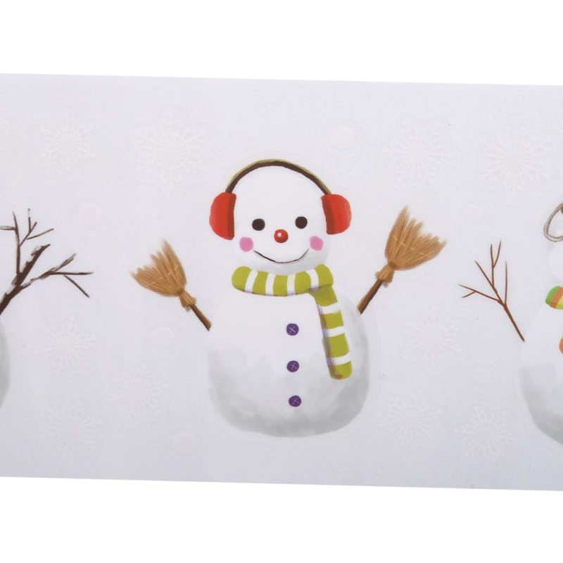 Рождественский подарок снеговик снежинка Электростатическая наклейка окно