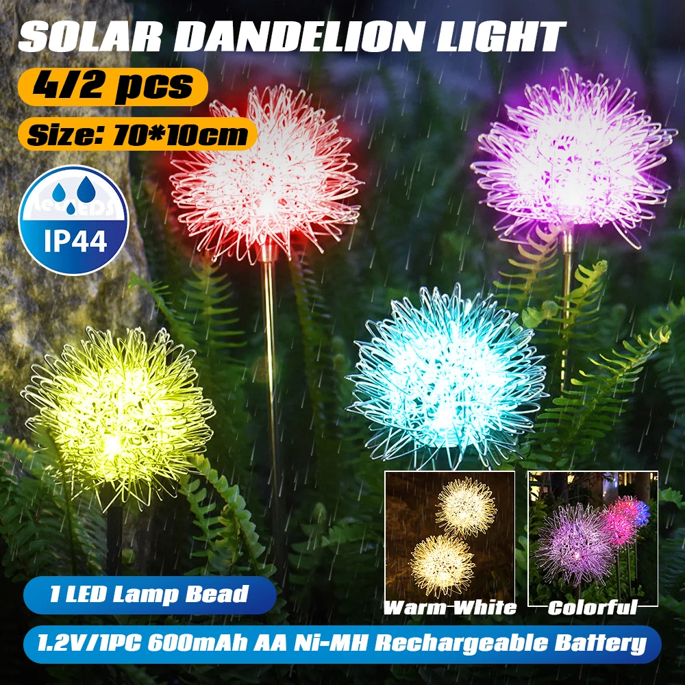 

LITOM 4pcs Dandelion Outdoor Solar Light Garden Decoration Lighting Lawn Lamp Courtyard IP65 Waterproof Solar Light Fairy Lamps
