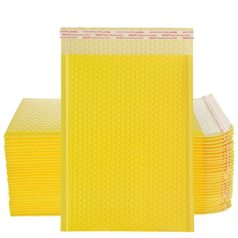 50Pcs/Lot Bubble Mailers Yellow Plastic Bubble Envelope Shockproof Packaging Gift Bag Self Sealing Adhesive Padded Envelopes