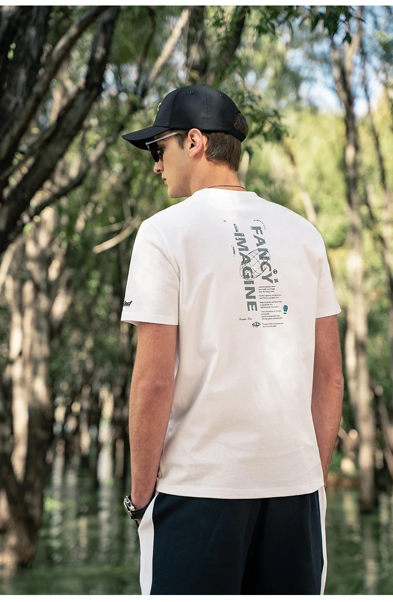 

2873 summer new ins pure cotton embroidery printing men's short-sleeved t-shirt