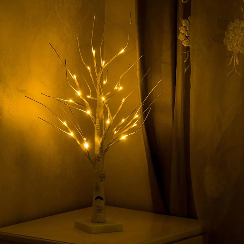 

45cm Party Bedroom Table Lamp Artificial Decorative Light Tree Table Lamp Nightlight Battery Powered Durable Warm White