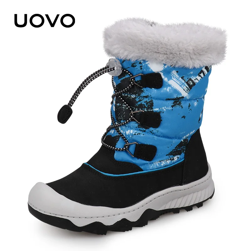 Uovo детские плюшевые зимние ботинки Uovo для мальчиков, высота до середины голени, водоотталкивающая обувь; зимняя обувь на нескользящей подошве теплая обувь ботильоны