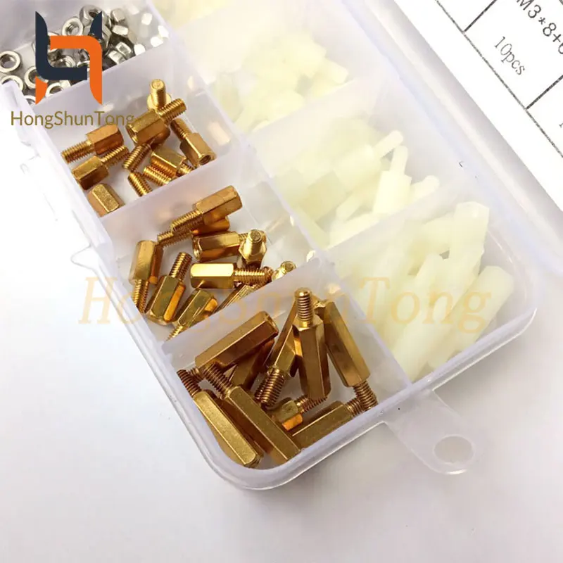 180 шт./компл. M3 нейлоновые и латунные белые мужские-Женские зеркальные винты из