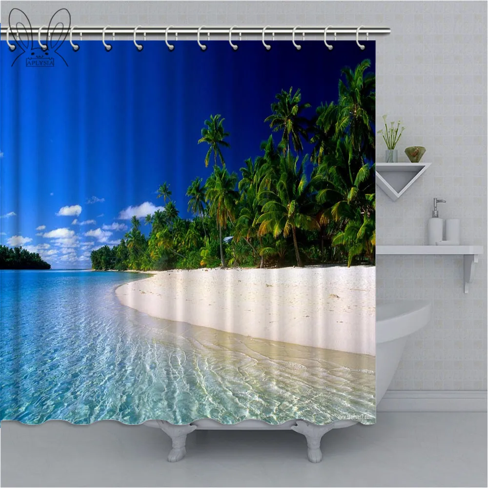 Beautiful Island Cool Tropical Beach waterproof shower curtains bathroom products polyester bathroom shower curtain - Цвет: 74258