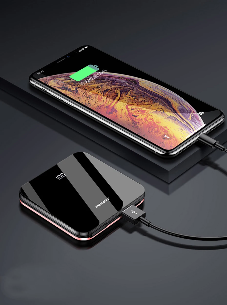 PISEN, мини внешний аккумулятор, 10000 мА/ч, портативная зарядка, USB внешний аккумулятор, запасная батарея для iPhone, повербанк, 10000 мА/ч