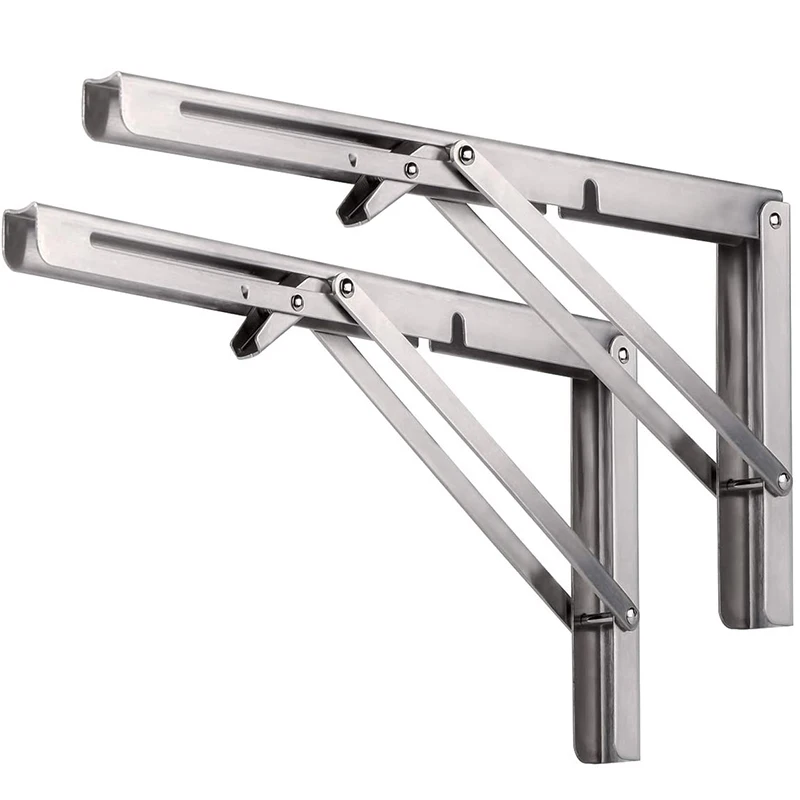 

Folding Shelf Brackets, Heavy Duty Stainless Steel Foldable Wall Mount Shelf-Bracket, Suitable for DIY Various Space-Saving Work