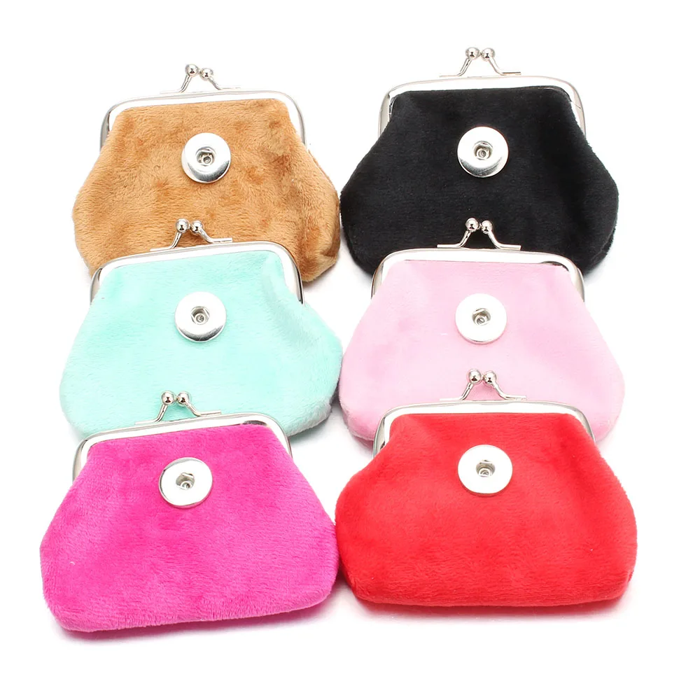 Модные плюшевые Кошельки для монет размером 18 мм с кнопкой|for bracelets|button snapsnap jewelry |