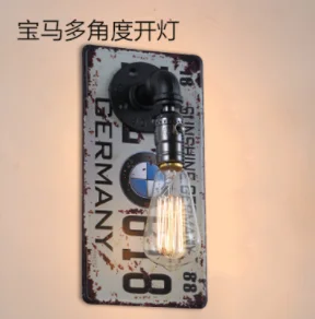 B WALL LAMP Лофт номерной знак промышленный железный подвесной светильник лампа Винтаж E27 Led Hanglamp для столовой кухни бар светильник домашний декор - Цвет корпуса: B WALL LAMP