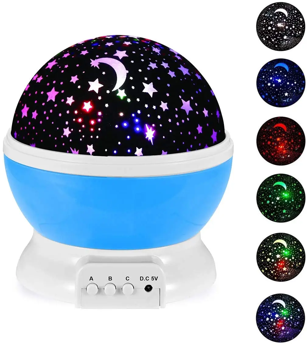 T50 LED Projector Star Moon Nights Baby Night Lights Moon 360 Degree Rotation 8 Color Changing Romantic Night Lighting Lamp