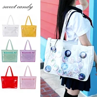 japanese student bags transparent shoulder bag canvans single side transparency handbag for badge show lta bag jk cosplay