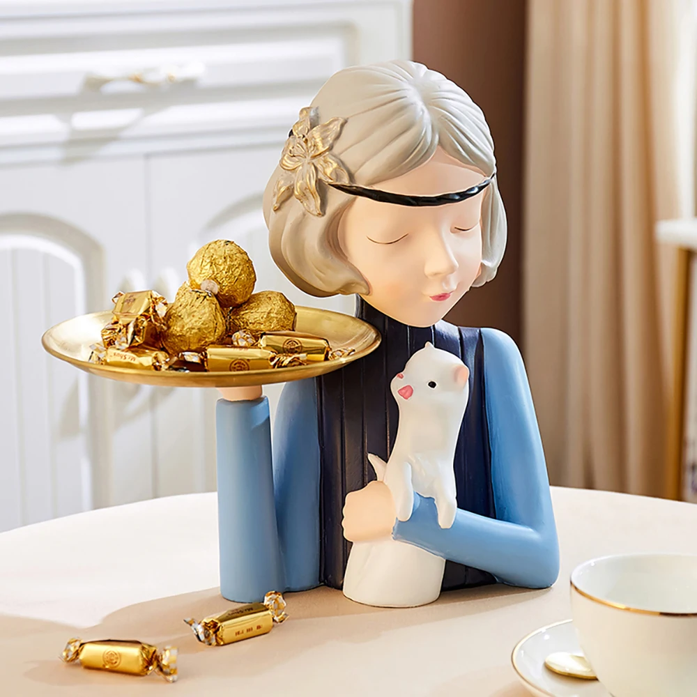 

Декор для дома и гостиной, декоративная статуэтка с мультяшными девушками для хранения всякой всячины, декоративная статуэтка для входа в г...