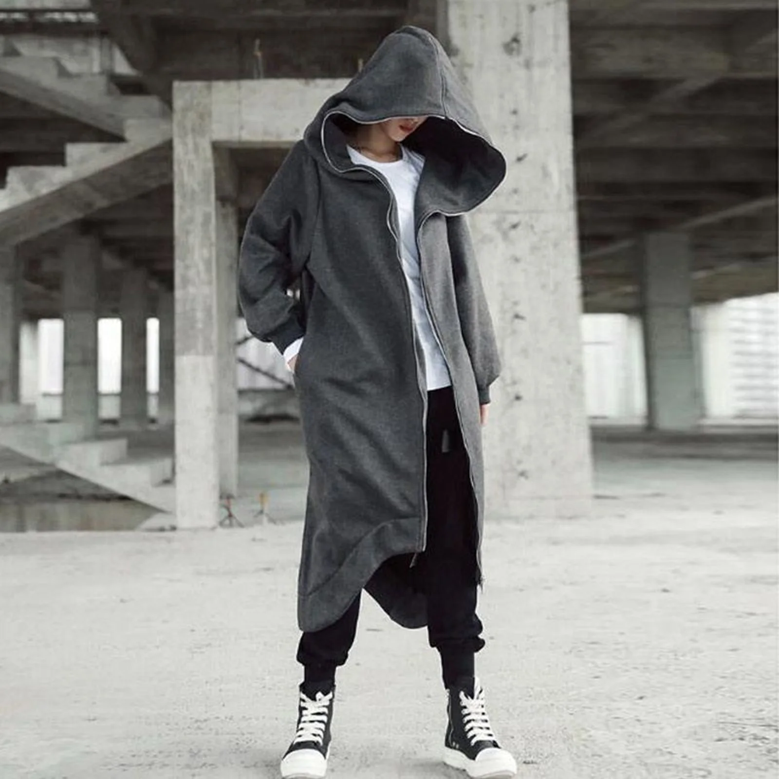 Unisex Long Sleeve Hooded Nazgul Coat Zipper Closure Fleece Lined Hoodie XRQ88 | Мужская одежда